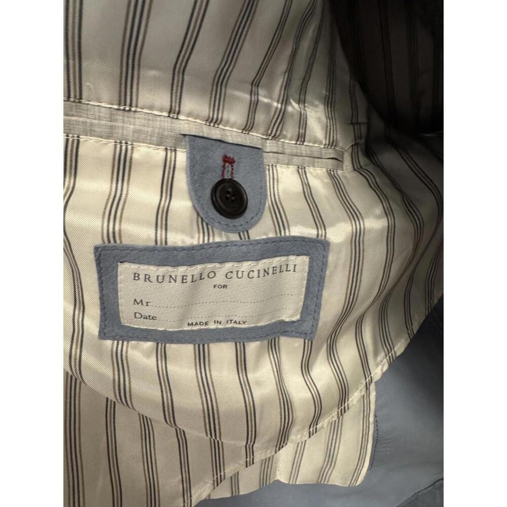 Brunello Cucinelli Blue Suede Trucker Jacket Size M - Picture 3 of 3